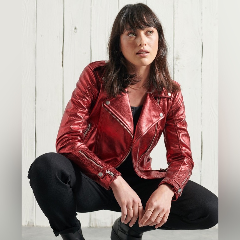 SUPERDRY | Metallic Leather Biker Jacket